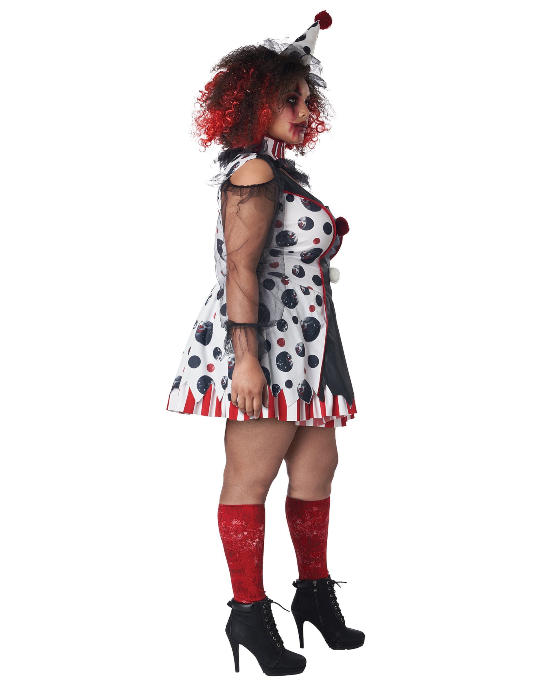 California Costumes Kostüm Psychoclown-Damenkostüm in Übergröße schwarz-weiß-rot