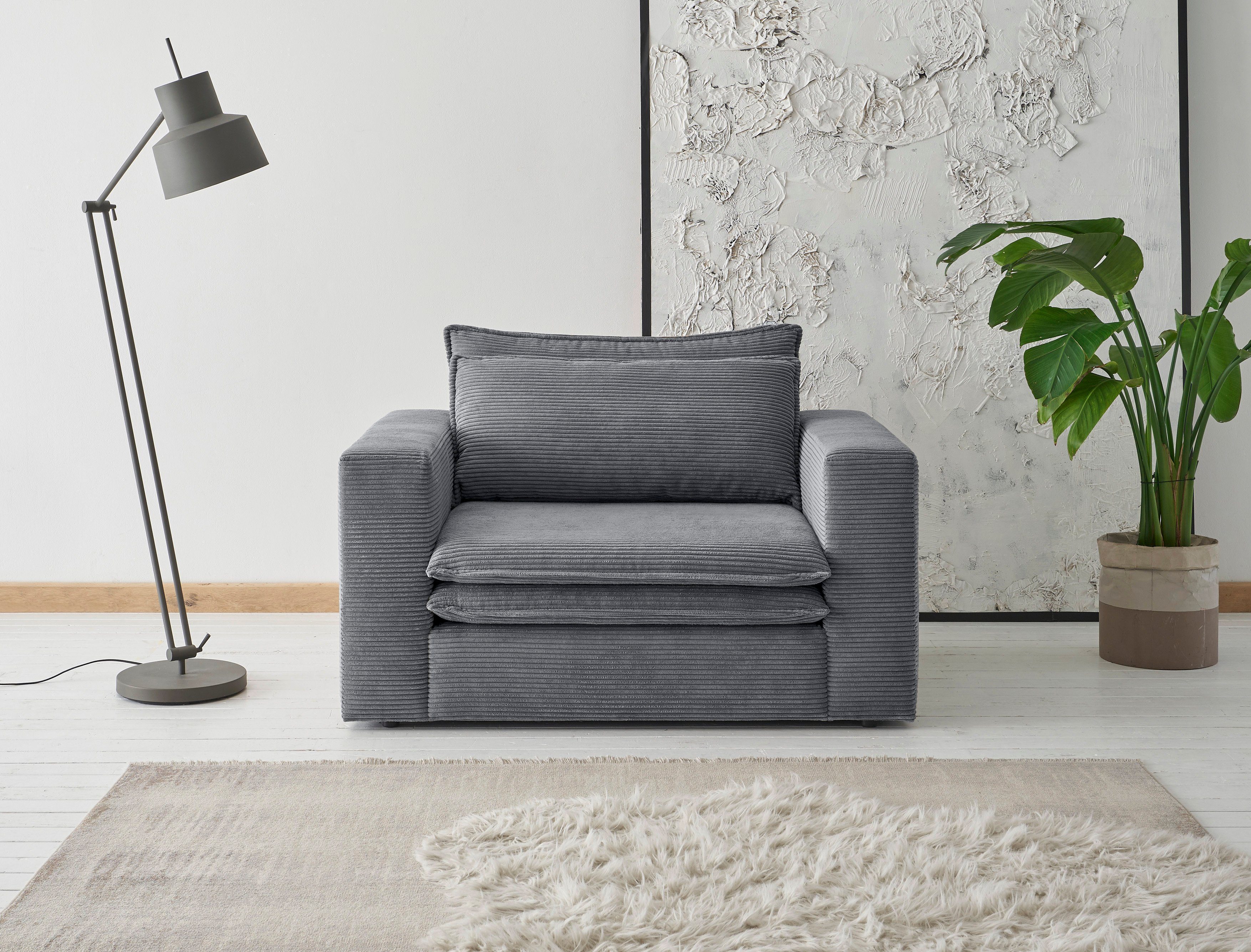 Anthrazit PIAGGE, Hochwertiger Places trendiger of Loveseat Style Cord, Loveseat