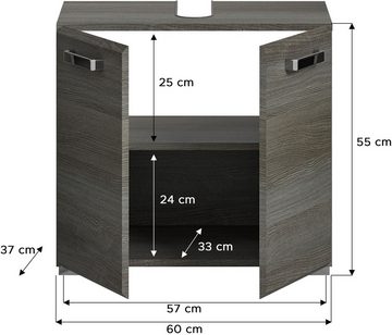 welltime Waschbeckenunterschrank (1-St) Badmöbel, Badschrank, Waschbeckenunterschrank in 60cm Breite, 2 Türen