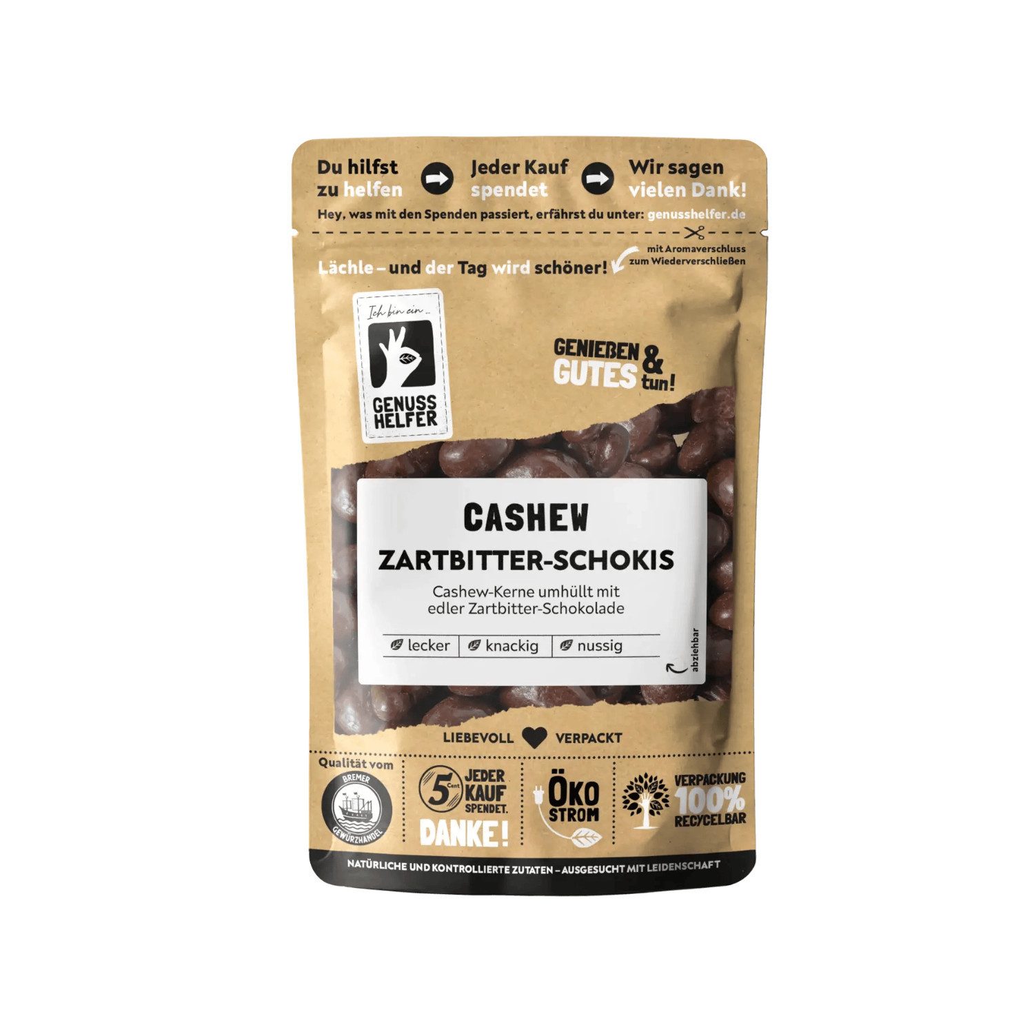 Bremer Gewürzhandel Süßigkeit Cashew Zartbitter Schokis, 150 g