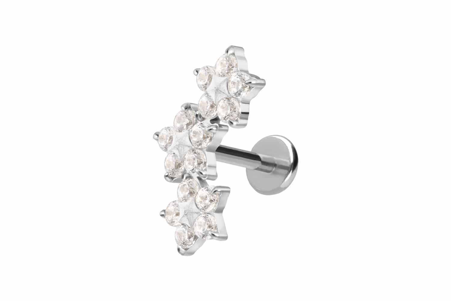 PIERCINGLINE Piercing-Set Titan Labret mit Push Fit 3 KRISTALLBLUMEN (Labre günstig online kaufen