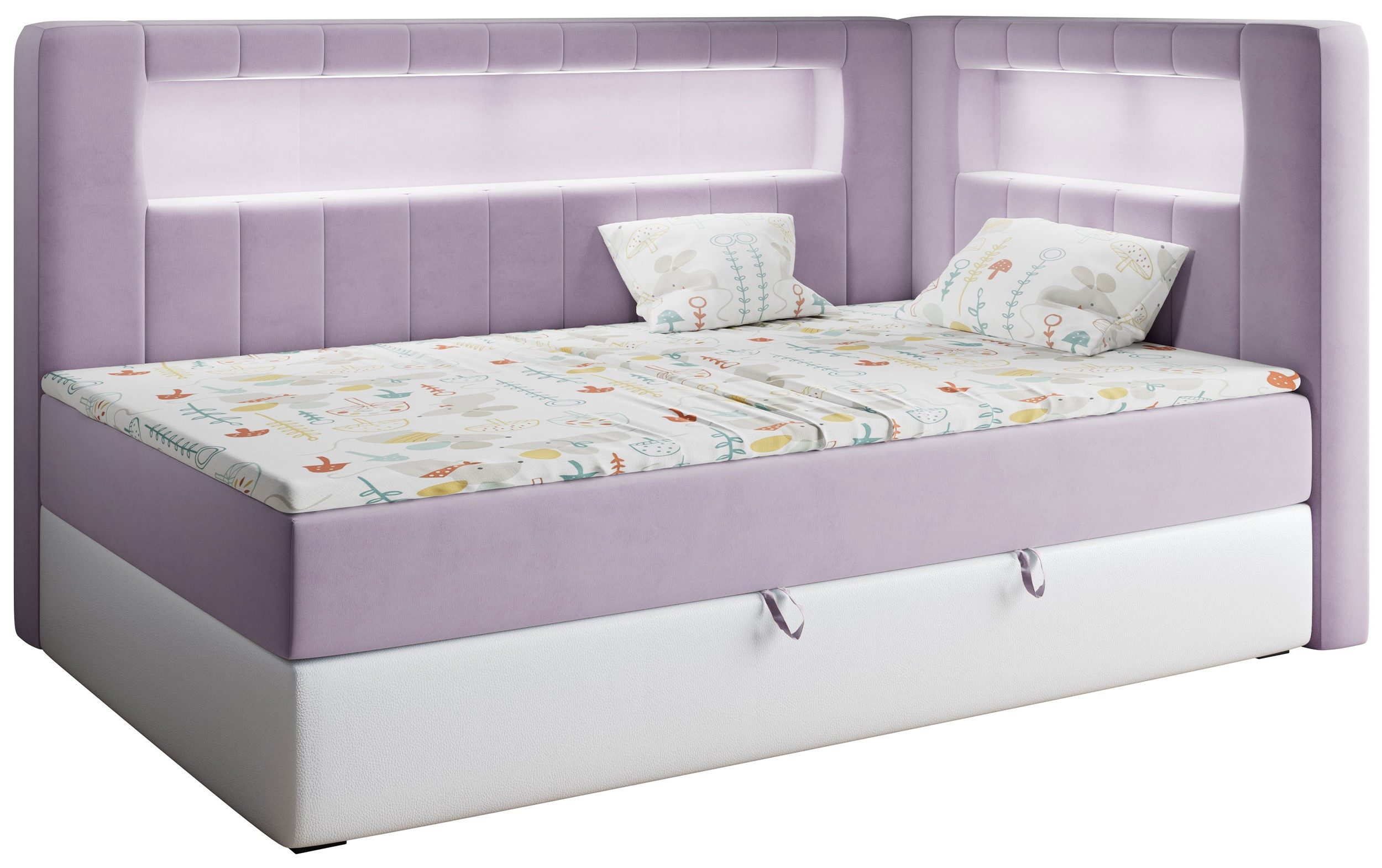 MKS MÖBEL Kinderbett GOLD JUNIOR 3 (Set, Packung, T30-Schaum, Einzelbett mit Matratze, für Kinderzimmer), Kinderbett mit Led, Jugendbett, Polsterbett