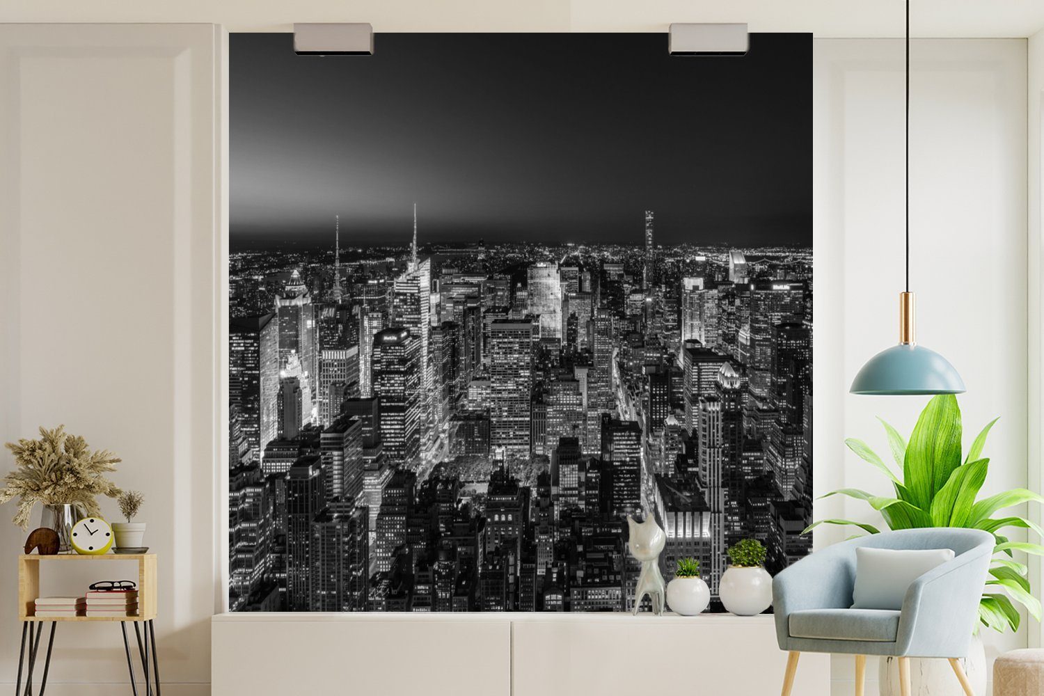 MuchoWow Fototapete New Yorker Skyline, Tapete für Wohnzimmer Schlafzimmer, und Vinyl schwarz St), Matt, Wandtapete weiß, (5 oder bedruckt