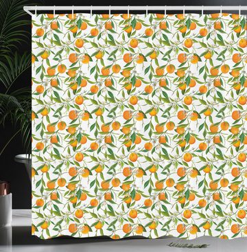 Abakuhaus Duschvorhang Moderner Digitaldruck mit 12 Haken auf Stoff Wasser Resistent Breite 175 cm, Höhe 180 cm, grün orange Orange Ast