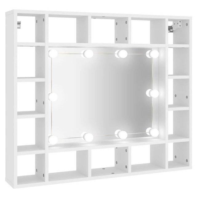 vidaXL Badezimmerspiegelschrank Spiegelschrank mit LED Weiß 91x15x76,5 cm