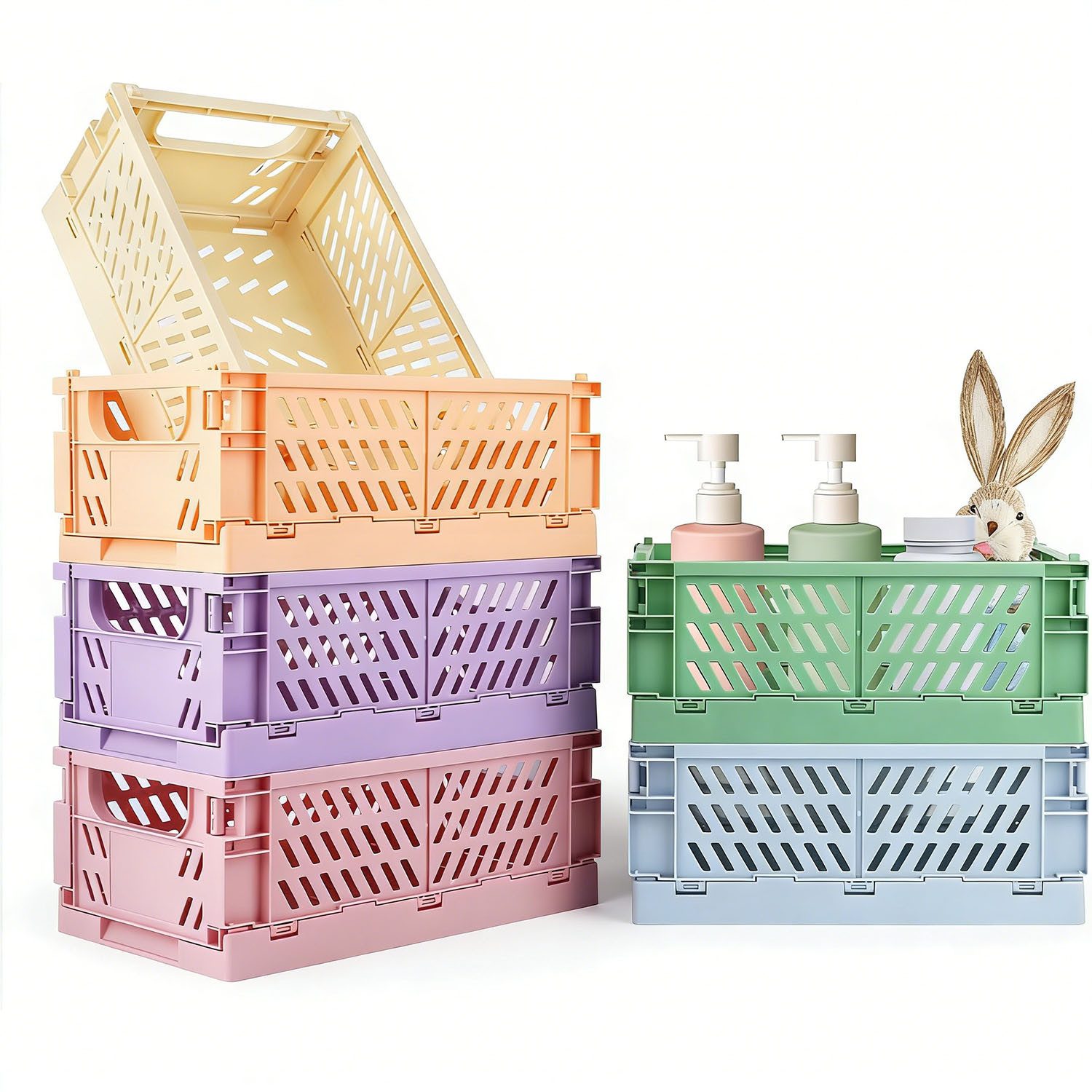 SURFOU Aufbewahrungsbox Klappbox 6 Stück Klappkorb Körbchen Faltbar Stabil 25 * 16 * 10cm (6 St), Klappkorb Faltbar Klappboxen für Küche Kinderzimmer Büro