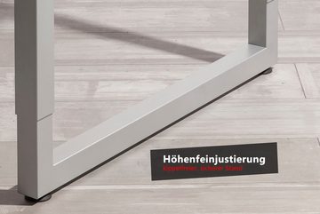 bümö Schreibtisch Serie-R - Arbeitshöhe: höhenverstellbar, Rechteck: 180 x 80 cm - Dekor: Buche - Gestell: Silber