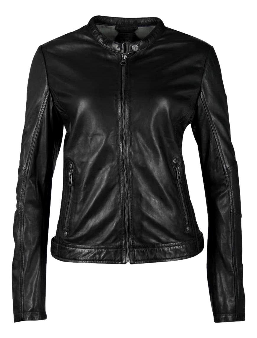 Gipsy Lederjacke • Bikerjacke "GWMimmy • LBV" Schwarz Riegel am Jackenbund individuell verstellbar über