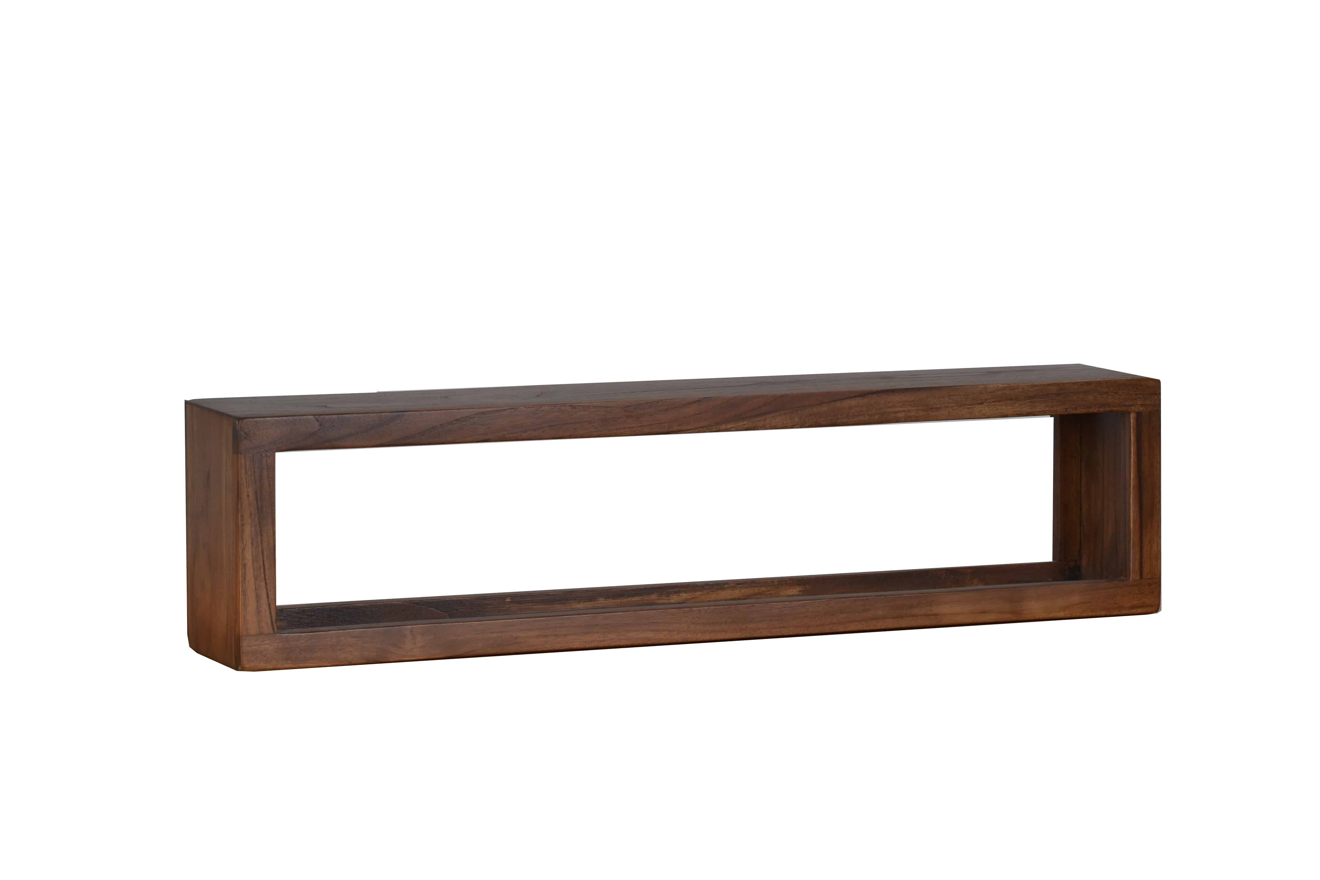 MiaMöbel Wandregal Tamesi, aus massivem Teakholz Dunkelbraun