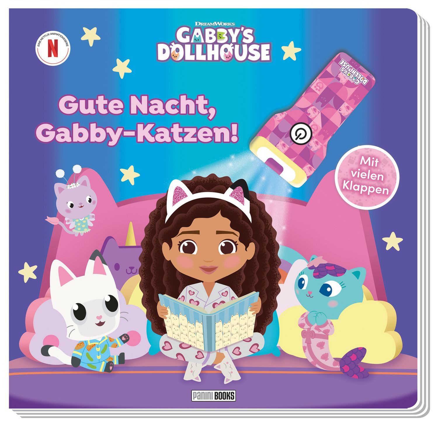 Gabby's Dollhouse: Gute Nacht, Gabby-Katzen! / Panini, Pappbilderbuch mit Klappen und mit Taschenlampe
