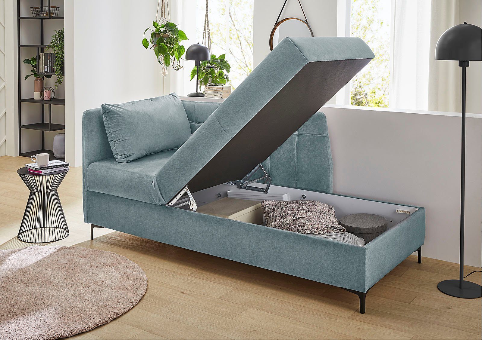 Jockenhöfer Gruppe Recamiere Marlin, B: 207 cm, Liegefl. 91x201 cm, Studioliege mit verstellbarem Kopf- und Fußteil, Bettkasten