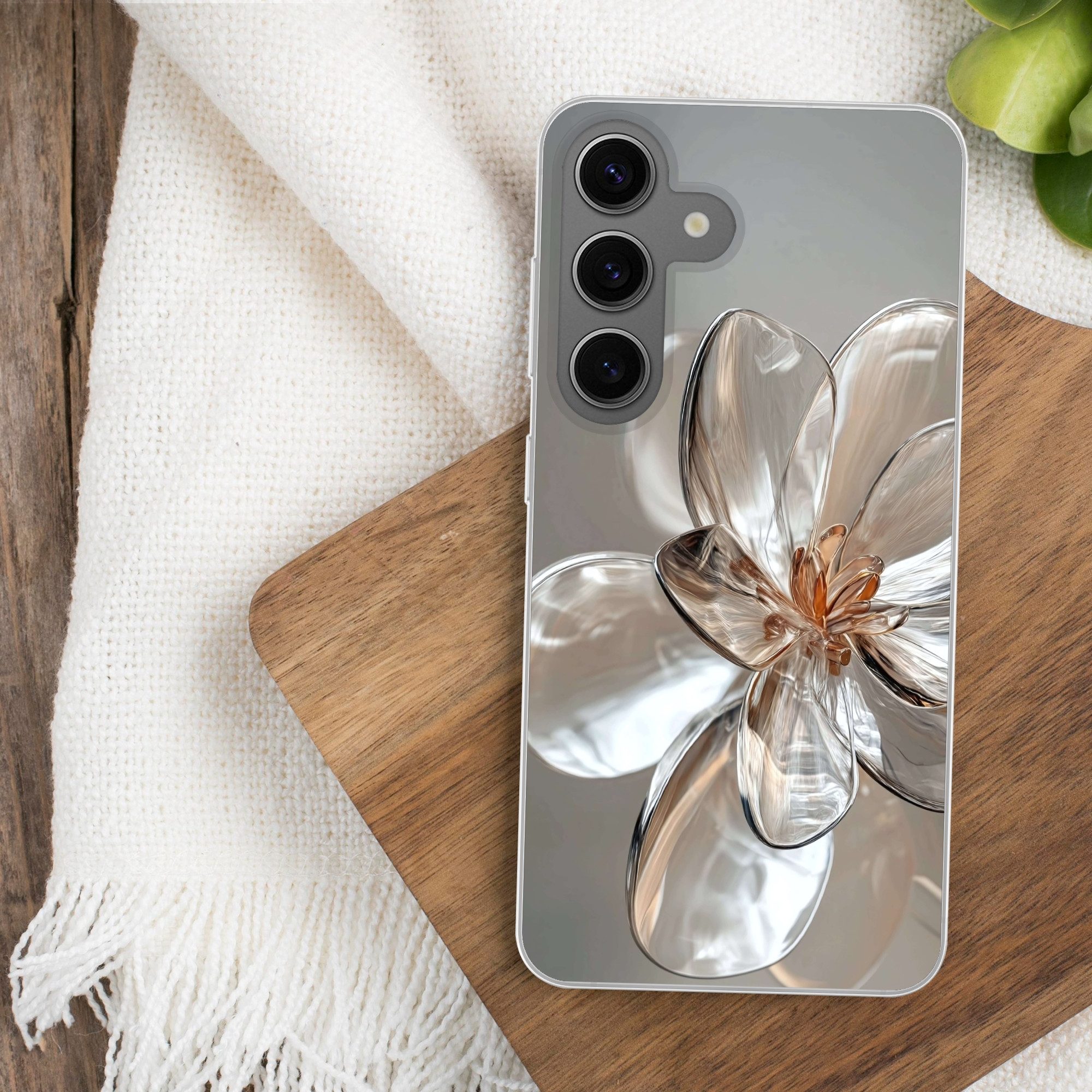 MuchoWow Handyhülle für Samsung Galaxy S24 Blume - Gläser - Transluzent, Phone Case, Silikon, Schutzhülle Dünn