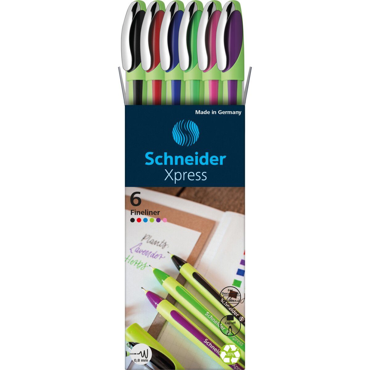 SCHNEIDER Fineliner Fineliner Xpress 08 Karton-Etui 6 Stück 5+1 Promo