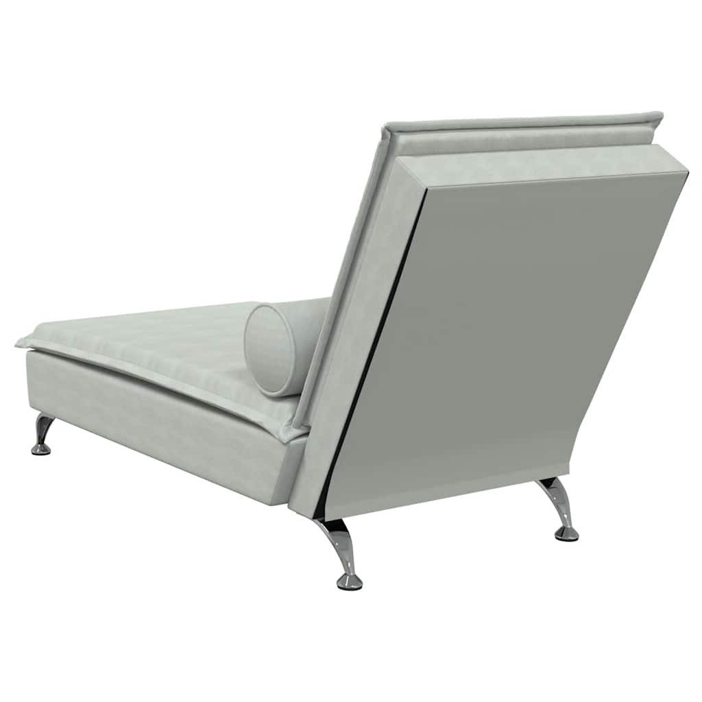 vidaXL Chaiselongue Massage-Chaiselongue mit Nackenrolle Hellgrau Samt, 1 Teile