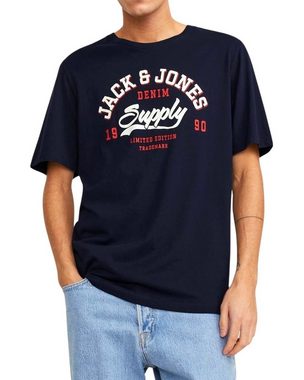 Jack & Jones Print-Shirt Bedrucktes T-Shirt aus Baumwolle (5er-Pack) bequemes Oberteil in Unifarben, Größe XXL