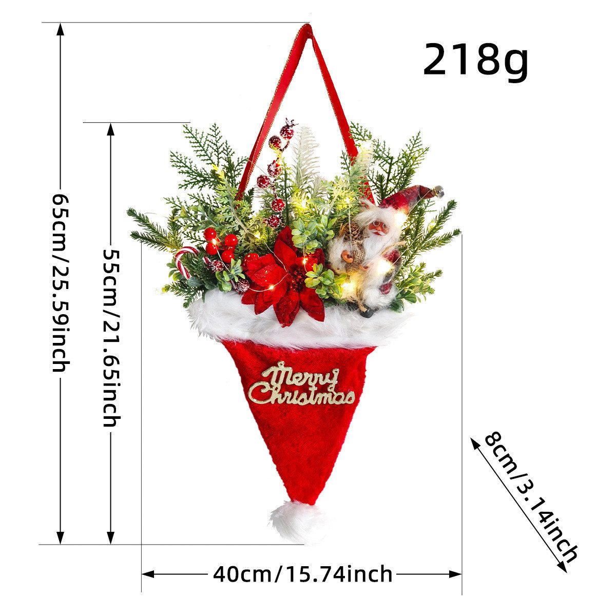 Kunstkranz Türkranz Weihnachten, Hängende Weihnachtsdeko, Sorvyzxn, Weihnachtstürkranz für Haustür, Fenster, Wand Hängende Deko – Bild 2 von 5