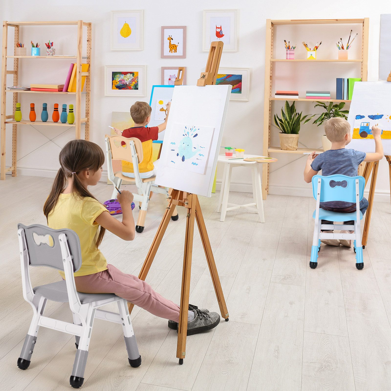 TLGREEN Kindersitzgruppe Kinder Schreibtischstuhl Höhenverstellbar, (Kinderstühle mit Rückenlehne, 2-tlg., für Kinderzimmer Schule Kindertagespflege), Kinder St – Bild 4 von 5