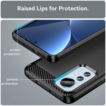CoverKingz Handyhülle Hülle für Xiaomi 12 Lite 5G Handyhülle Silikon Case Bumper 16,63 cm (6,55 Zoll), Handyhülle Bumper Silikoncover Softcase Carbonfarben