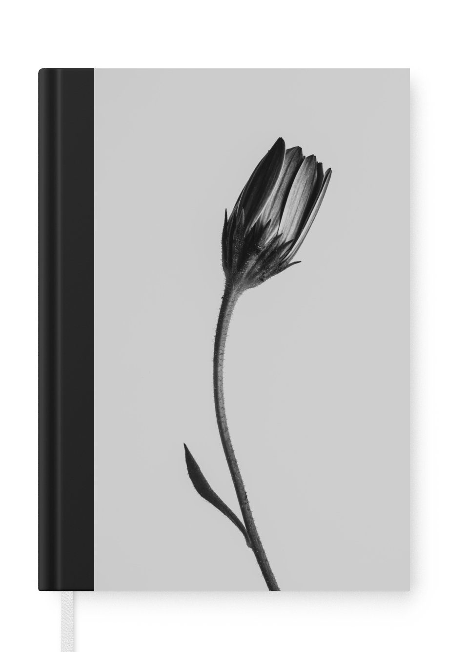MuchoWow Notizbuch Pflanze - Makro - Schwarz - Weiß, Journal, Merkzettel, Tagebuch, Notizheft, A5, 98 Seiten, Haushaltsbuch