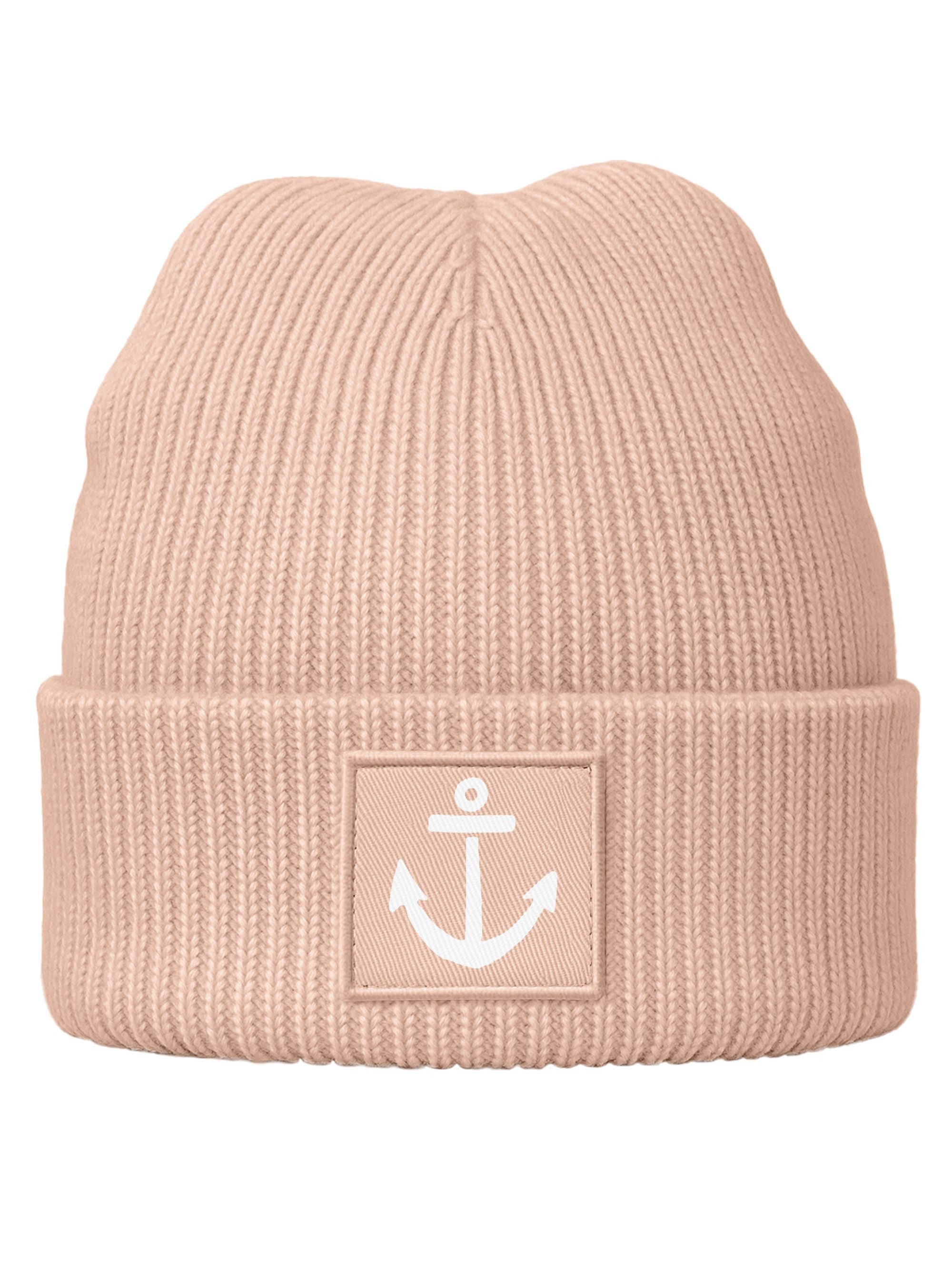 MoonWorks Beanie Kinder Beanie Mädchen Patch Anker Aufdruck Print Maritim Strickmütze
