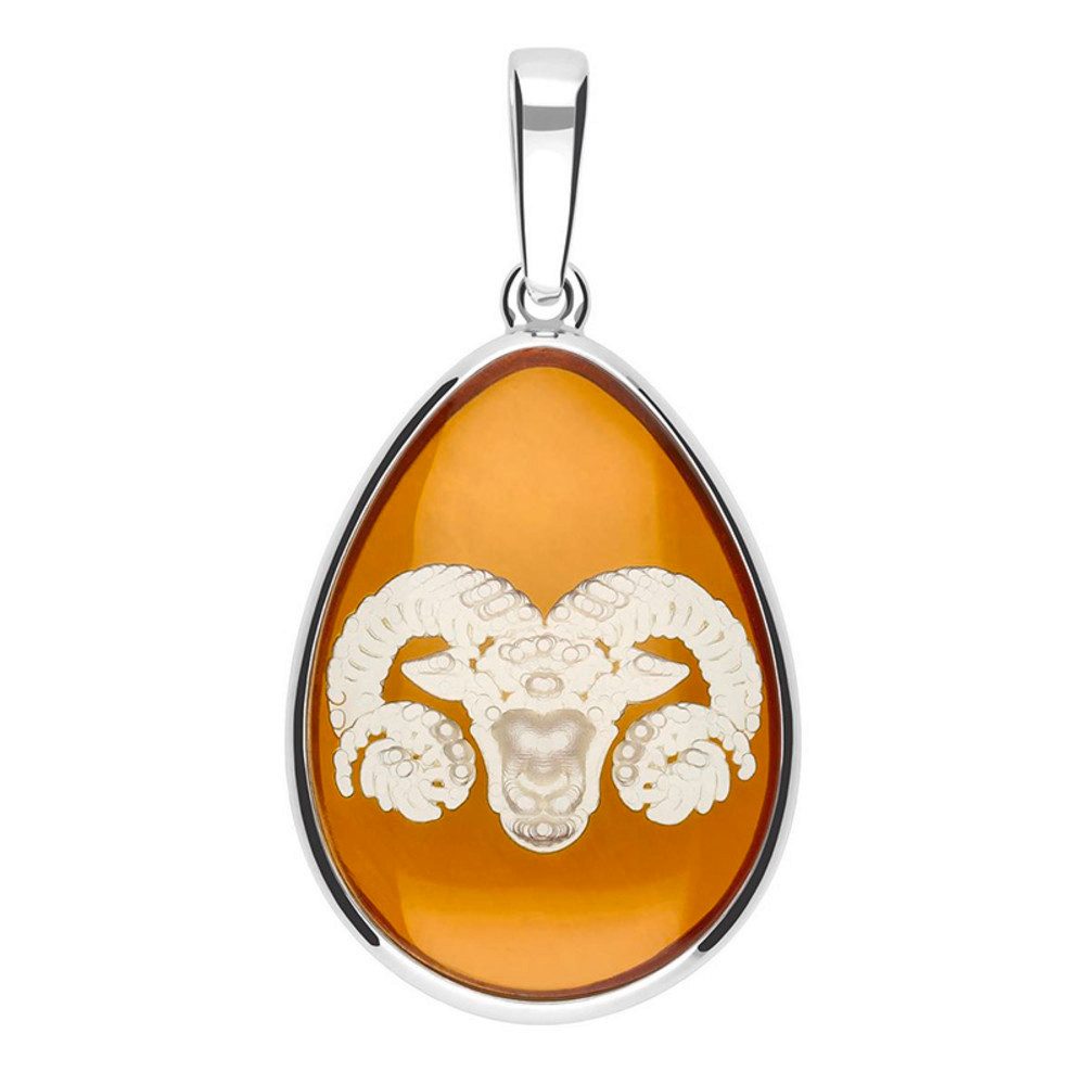 Cavill Kettenanhänger Cavill 3,25 ct Bernstein Anhänger, tropfenförmig, Widder, Silber 925 (1-tlg)