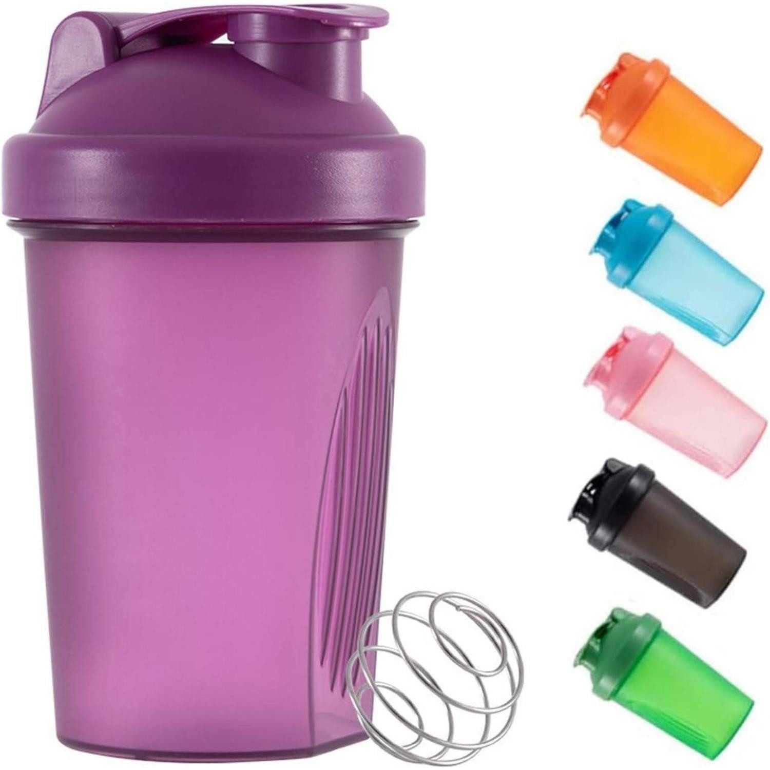 LuxusKollektion Protein Shaker Shaker Flasche 400 ml Mixball auslaufsicher Kunststoff Violett, Kunststoff