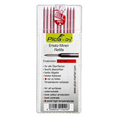 Pica Druckbleistift Pica Tieflochmarker DRY Ersatzminen rot 4031, (10-tlg)