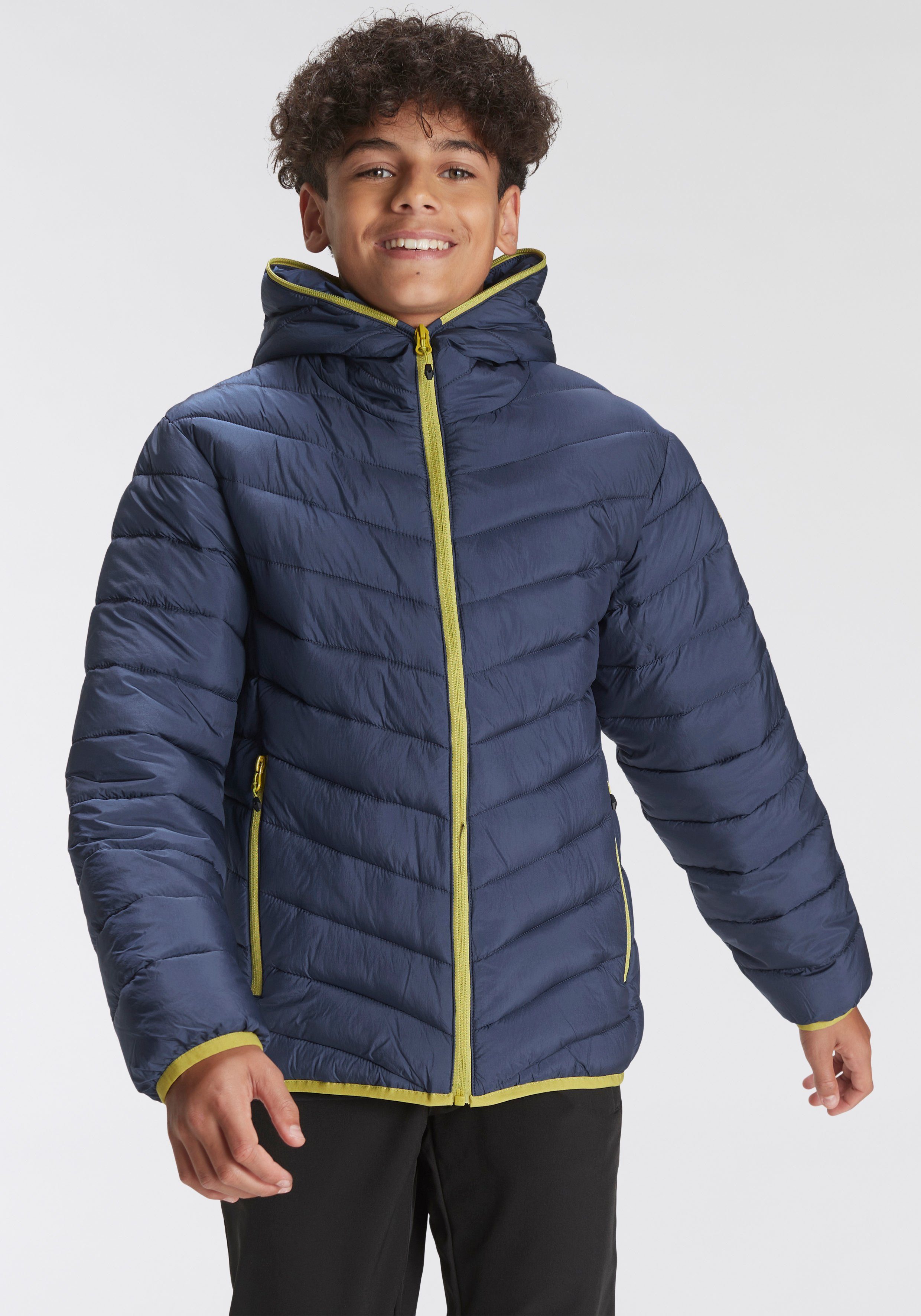 Icepeak Funktionsjacke PENIG JR - kontrastfarbenem Oberarm für am Kinder mit blue Logoschriftzug dark