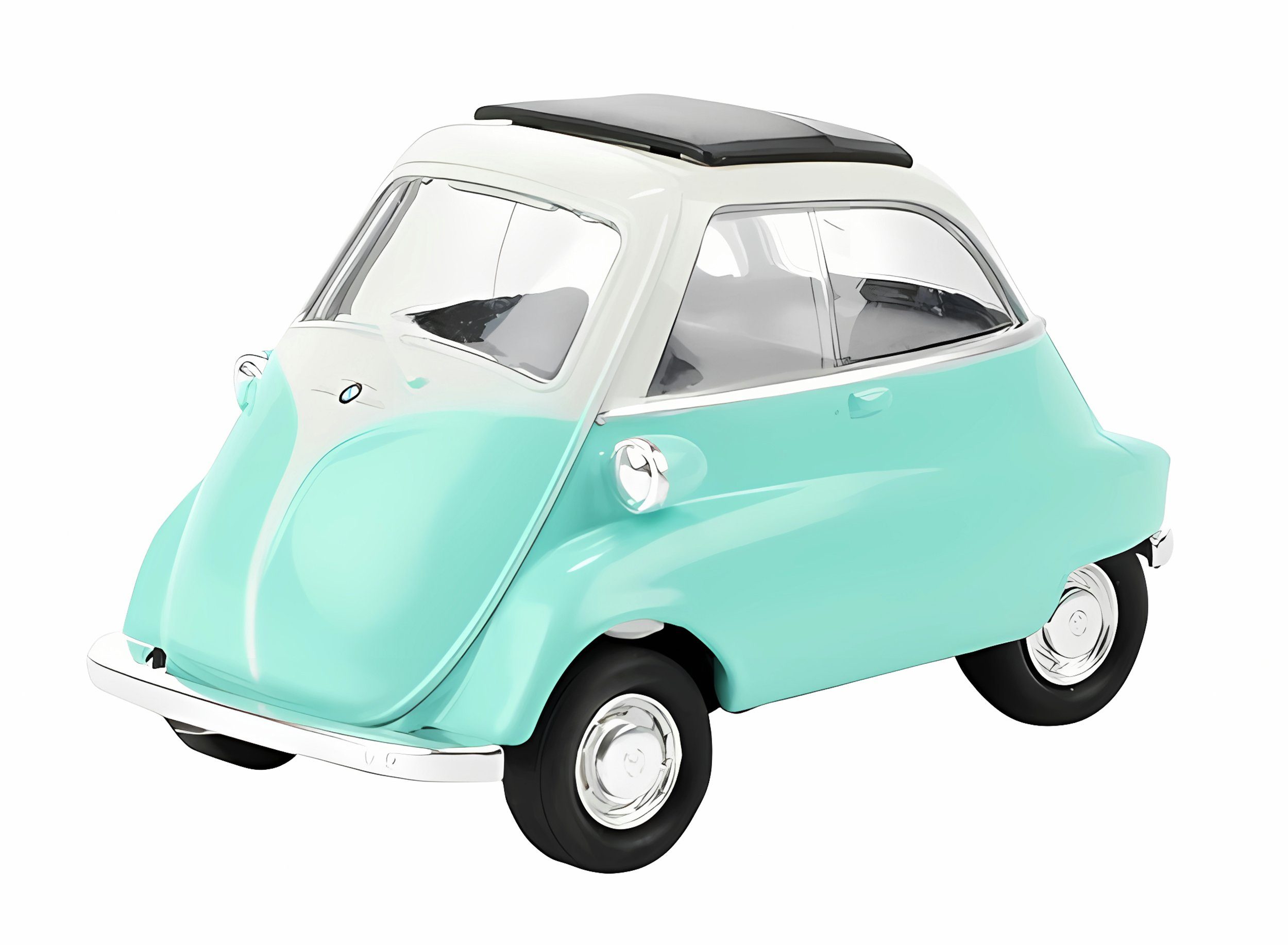 Artikel klicken und genauer betrachten! - WELLY Modellauto BMW Isetta 1955   zum Spielen und Sammeln        • eine originalgetreue Kopie eines echten Autos      • mit Rückzug Motor     • Metallmodell mit Kunststoffteilen     • mit Gummireifen für leises fahren     • die vordere Tür lässt sich öffnen      • Material: Metall und Kunststoff     • mit Original-Autolack lackiert      • Variant: Türkis      • Maße: Länge ca. 9 cm, Höhe ca. 5,3 cm, Breite ca. | im Online Shop kaufen