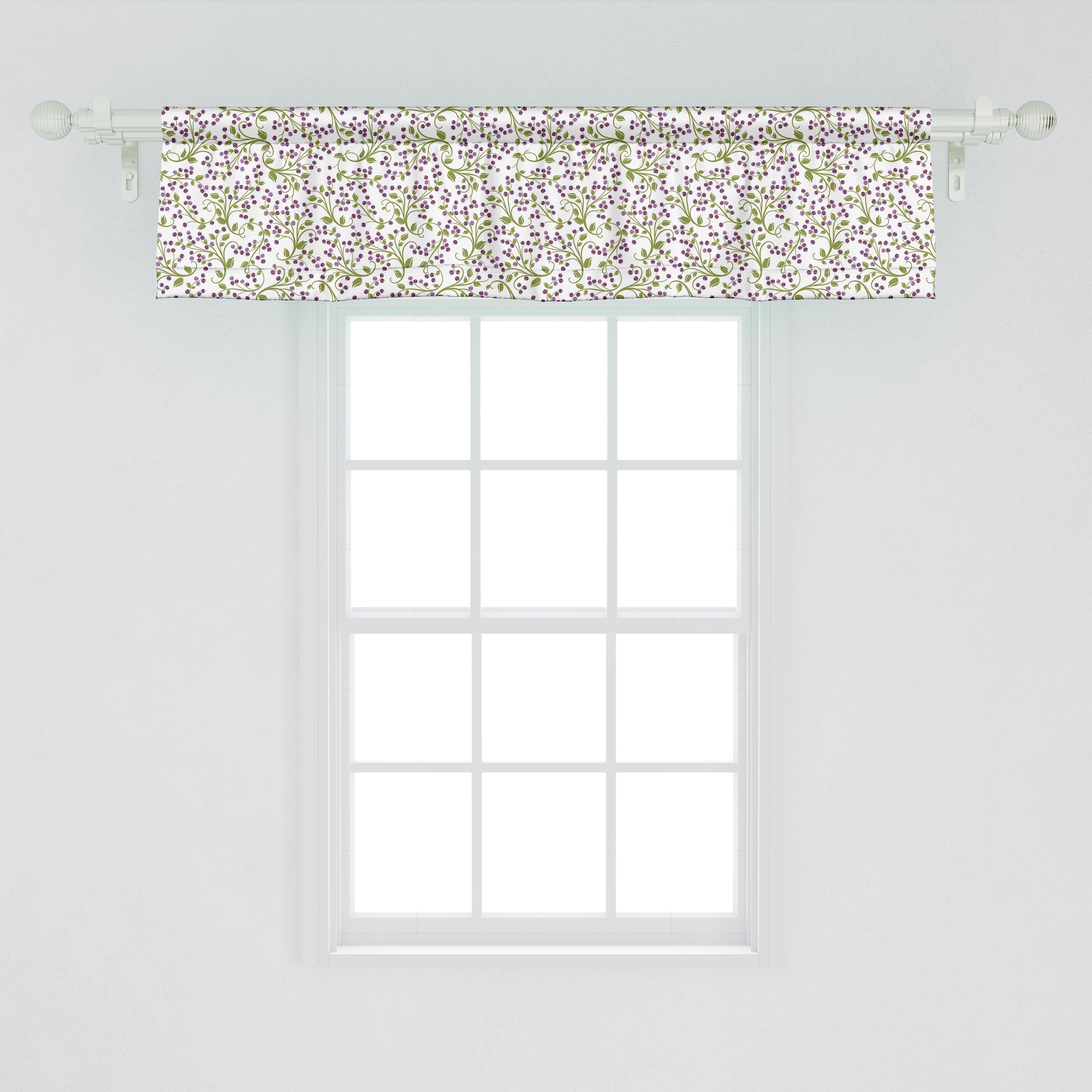 Scheibengardine Vorhang Volant Küche Microfaser, Dekor Wild Schlafzimmer Berries Blume Botanical Stangentasche, für mit Abakuhaus