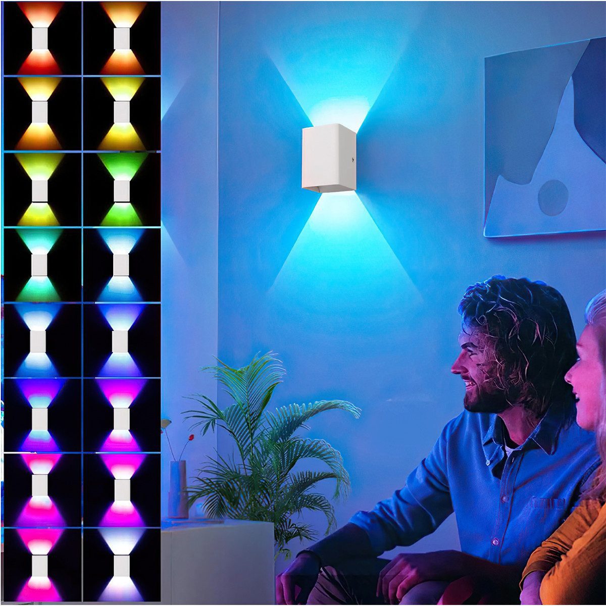 POPOLIC Wandleuchte 2 x LED-Wandleuchten für den Innenbereich, mit RGB-Bele günstig online kaufen