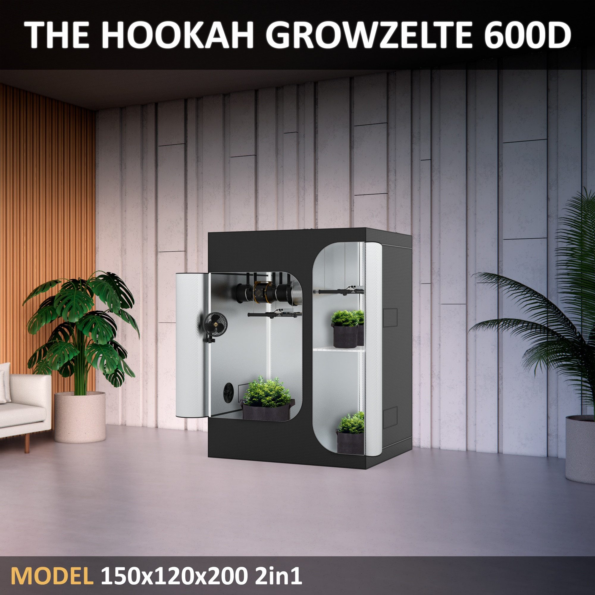 THE HOOKAH Gewächshaus 2-in-1 150x120x2...