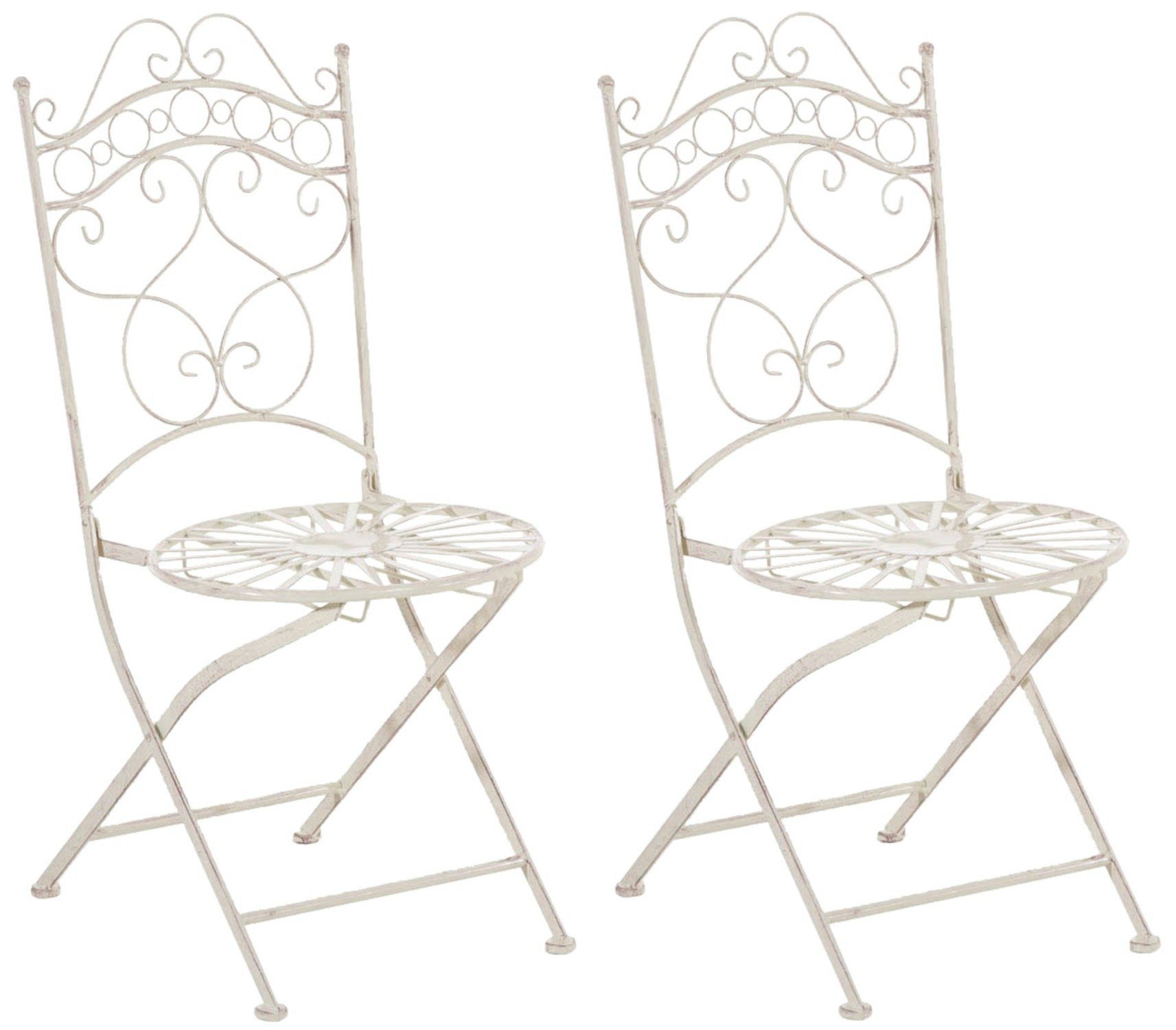 TPFGarden Gartenstuhl Indi - 2er-Set für Garten, Balkon, Terrasse (Metalltische aus handgefertigtem Eisen / Bistrotisch outdoor, 2 St), Maße (HxBxT): 92 x 40 x 50 cm - Sitzhöhe: 43 cm - Farbe: antik-creme