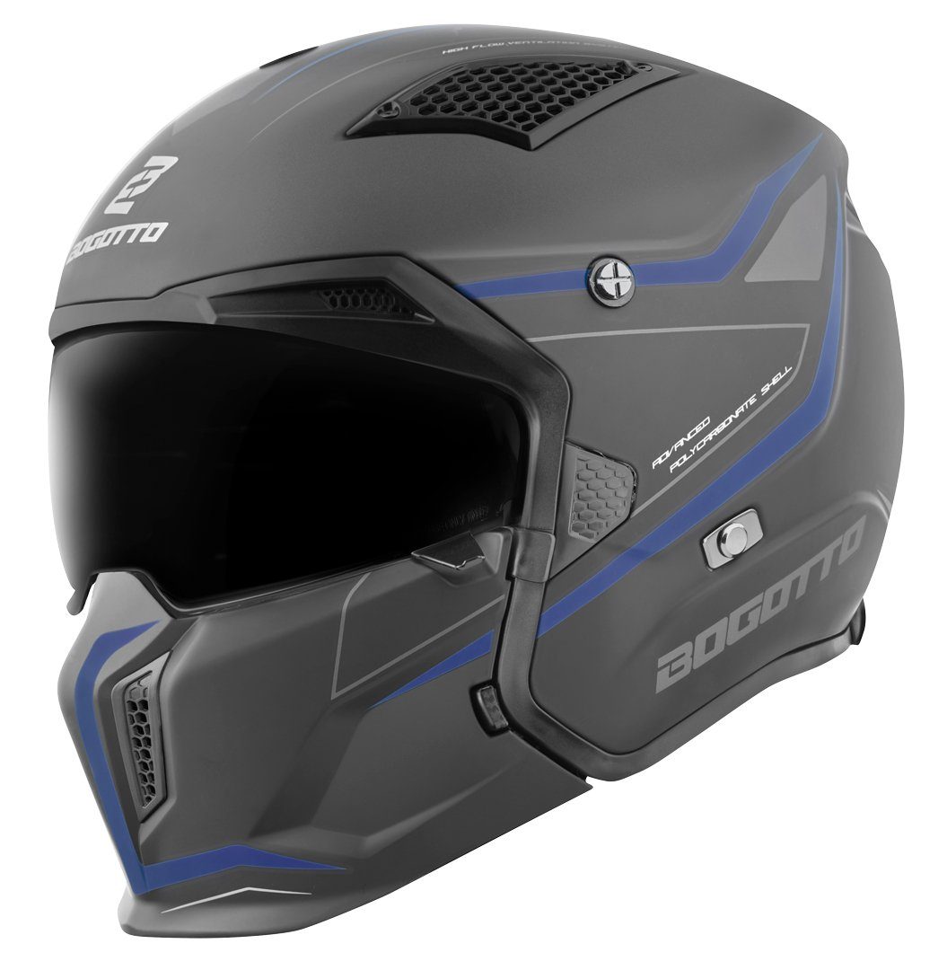 Bogotto Motorradhelm Radic WN-ST Helm, Ratschenverschluss