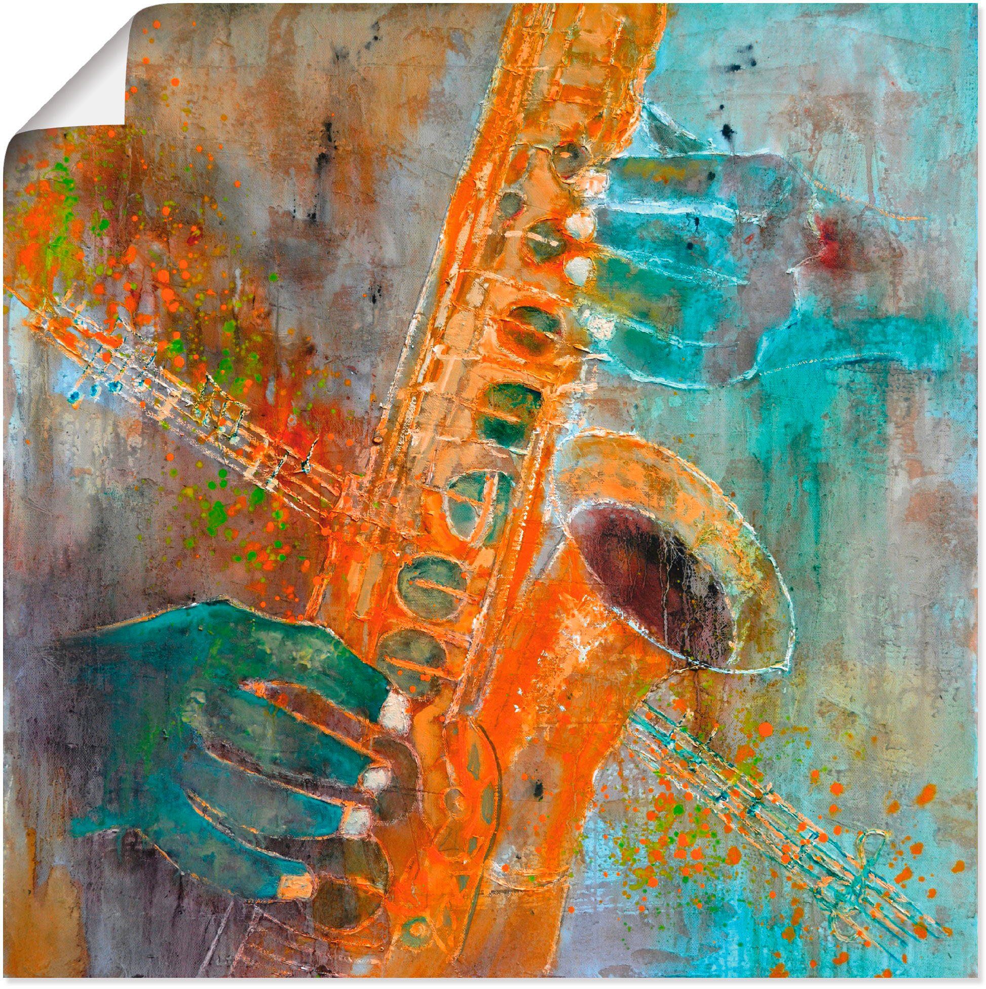 (1 als Größen Ein Alubild, in versch. oder Artland Leinwandbild, Wandbild Instrumente St), Saxofon, Wandaufkleber Poster