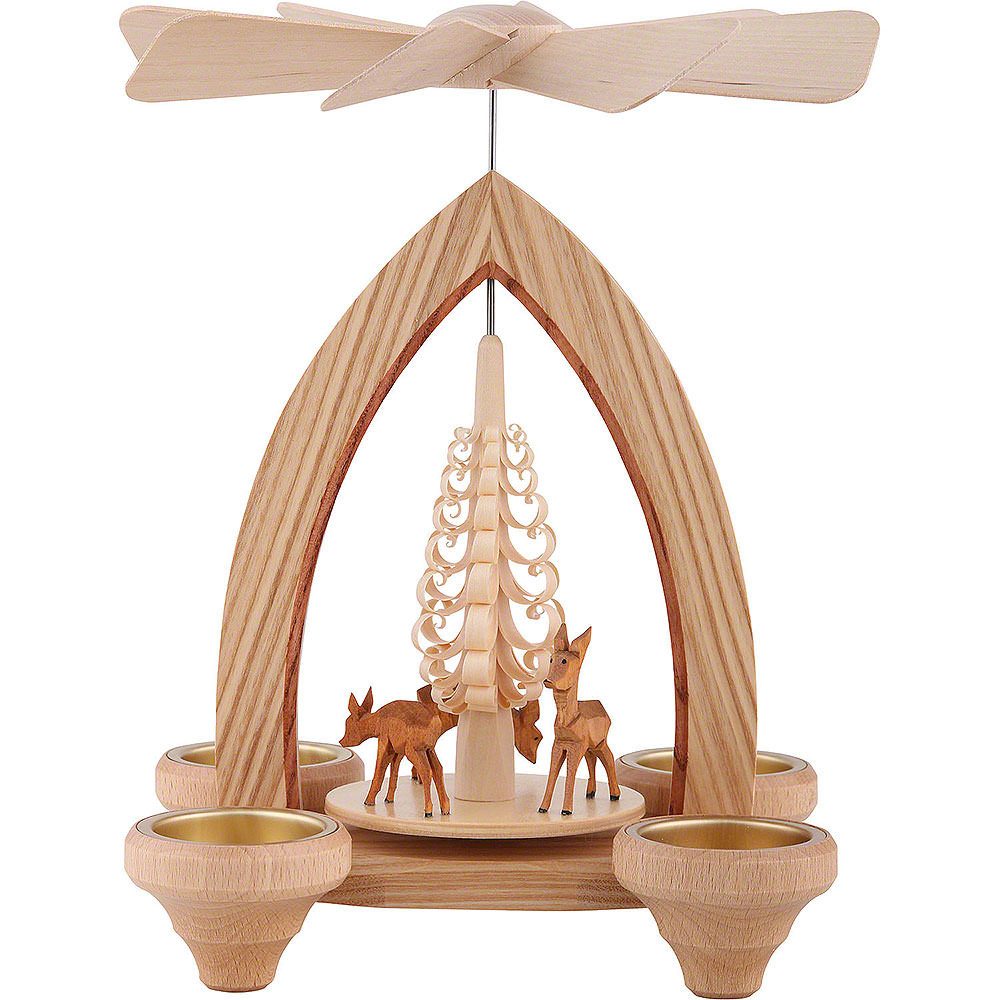 Heinz Lorenz Pyramiden Weihnachtspyramide 1-stöckige Pyramide Rehe - natur (26cm) von Heinz Lorenz Pyramiden