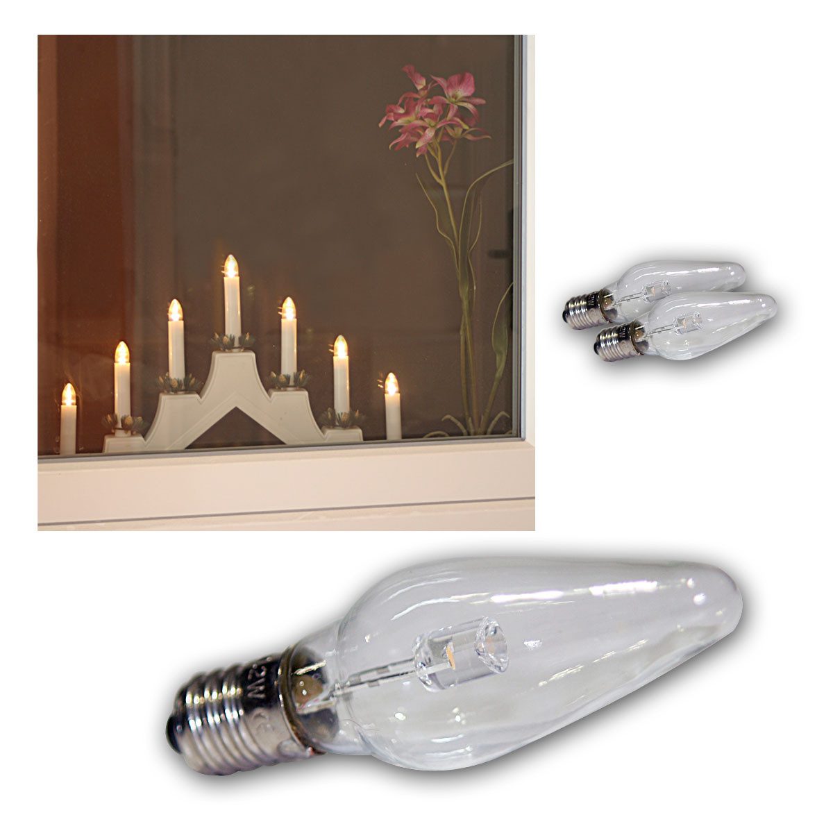STAR TRADING LED-Leuchtmittel 3er Pack E10 Луковицы spitz klar, 10-55V, 0,2W, warmweiß