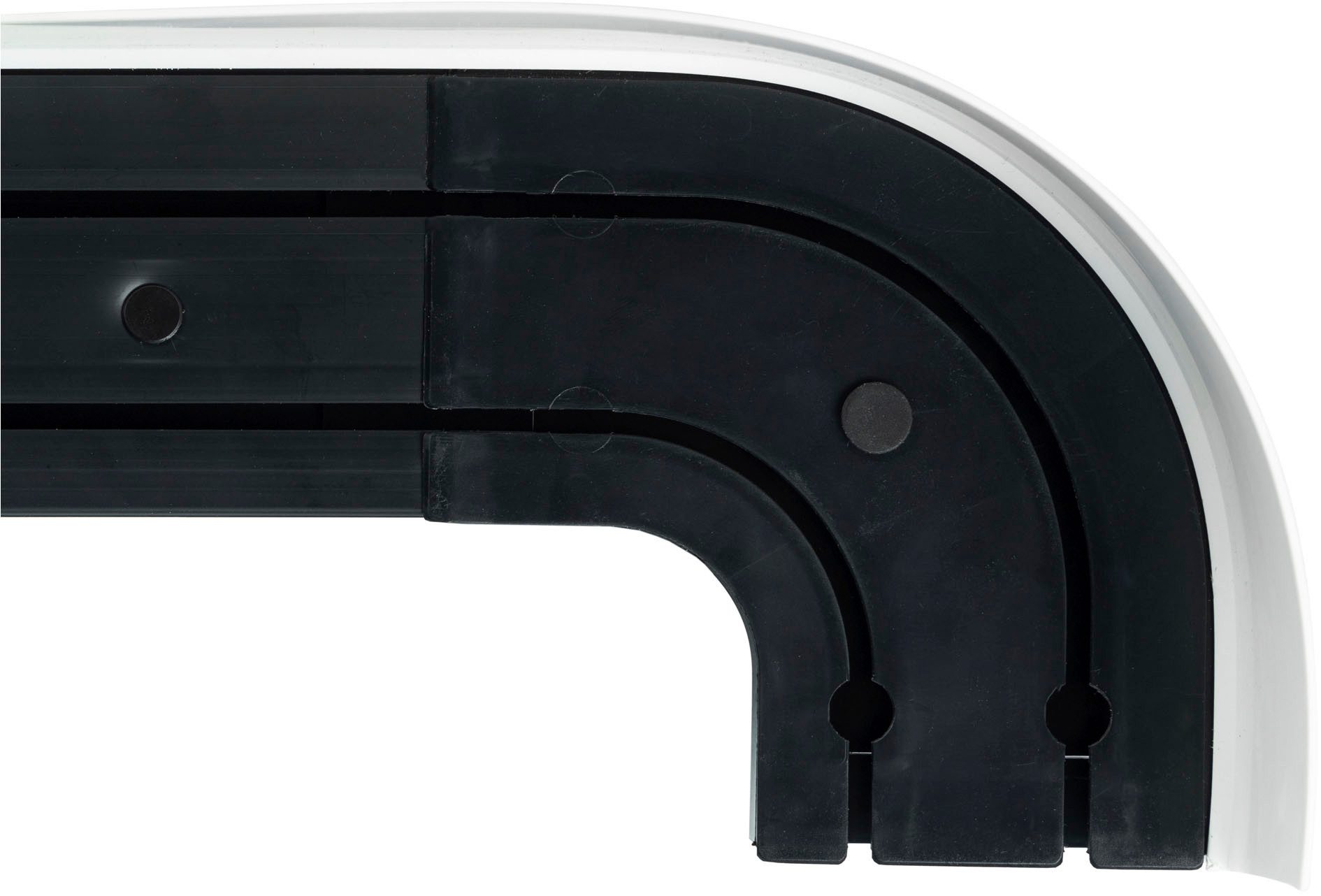 SN DECO GROUP Vorhangschiene SH2, 2-läufig, Fixmaß, mit Bohren, verschraubt, Kunststoff, Set 2-läufig, inkl. Rundbögen, Blende 7,5 cm, vorgebohrt, Innenlauf