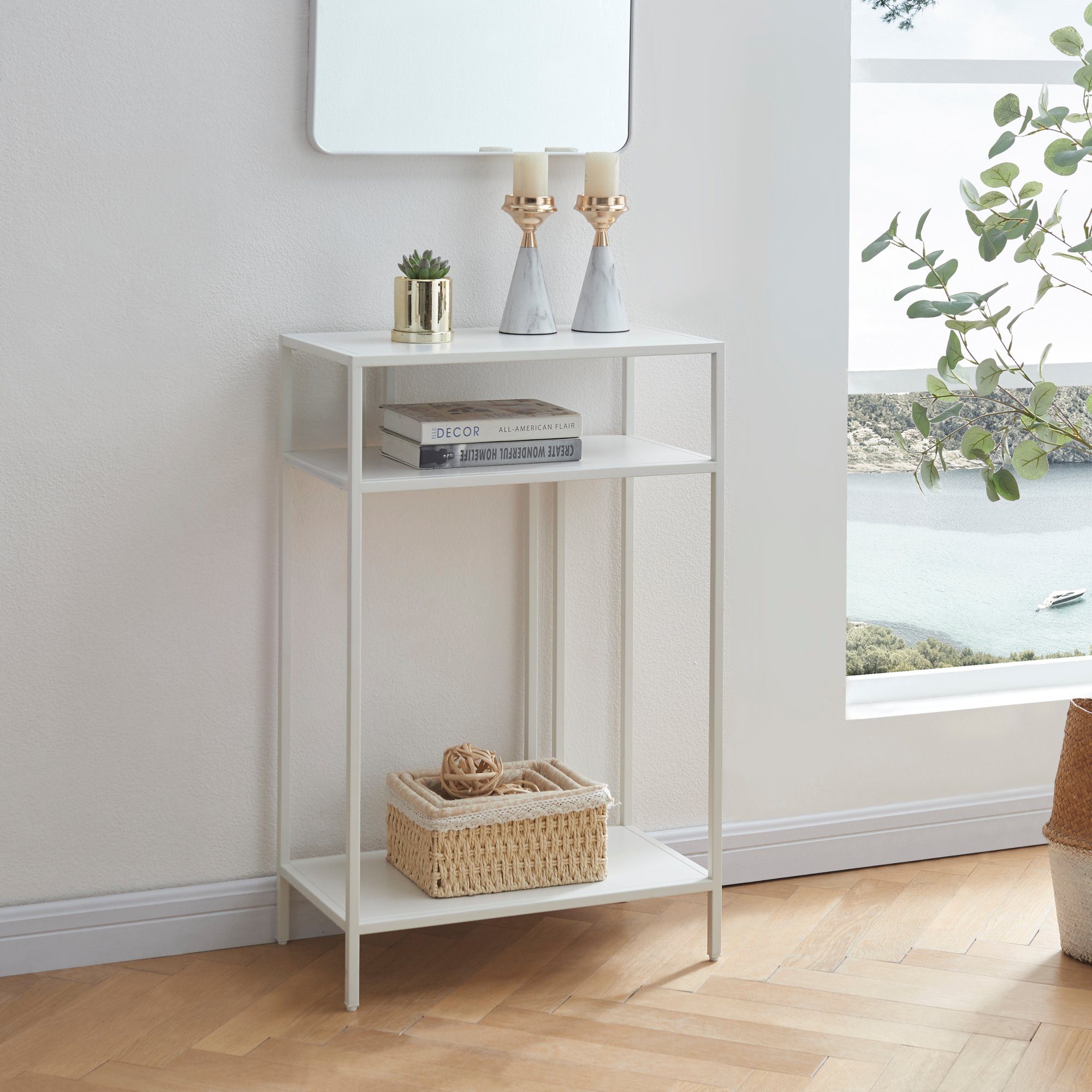 en.casa Konsolentisch, »Kumlinge« Flurtisch Metall 55 x 30 x 85 cm Weiß günstig online kaufen