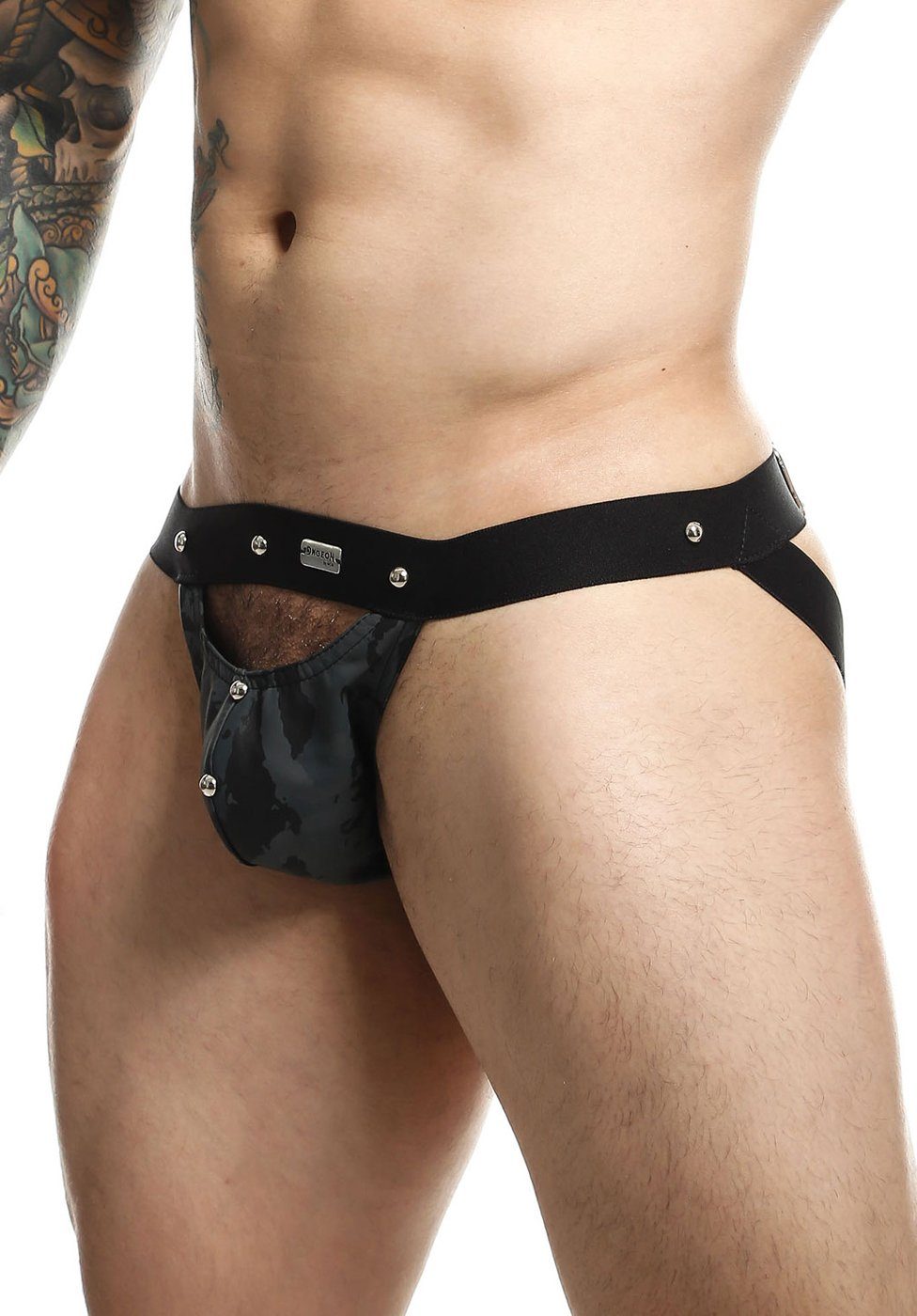 MOB Eroticwear String DNGEON Peekaboo Jockstrap Pofrei - grau