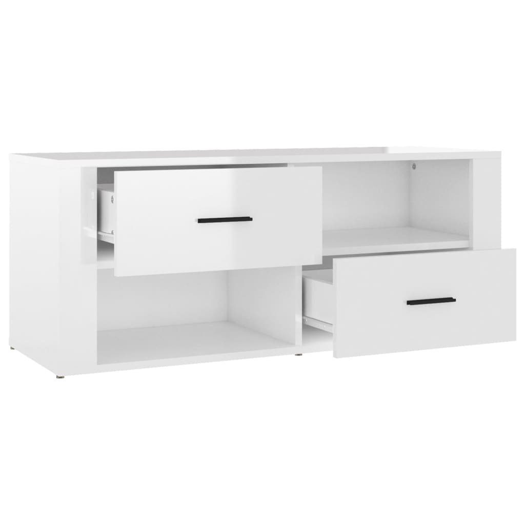 (1-St) TV-Schrank 100x35x40 Hochglanz-Weiß Holzwerkstoff vidaXL TV-Schrank cm