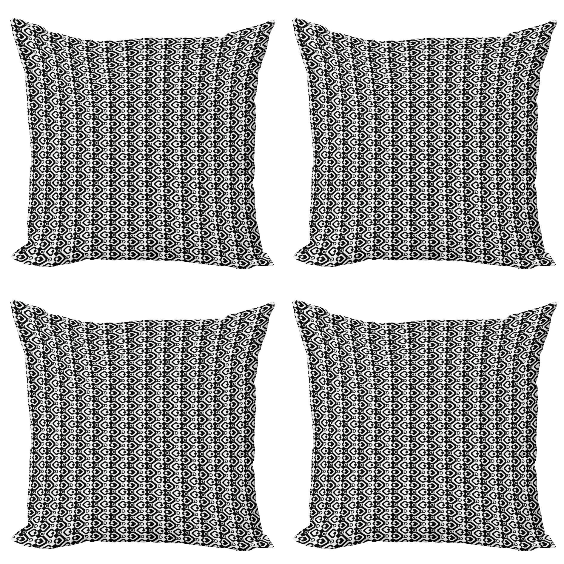 (4 Doppelseitiger Zigzag Chevron Geometrisch Accent Abakuhaus Modern Kissenbezüge Stück), Abstrakt Digitaldruck,