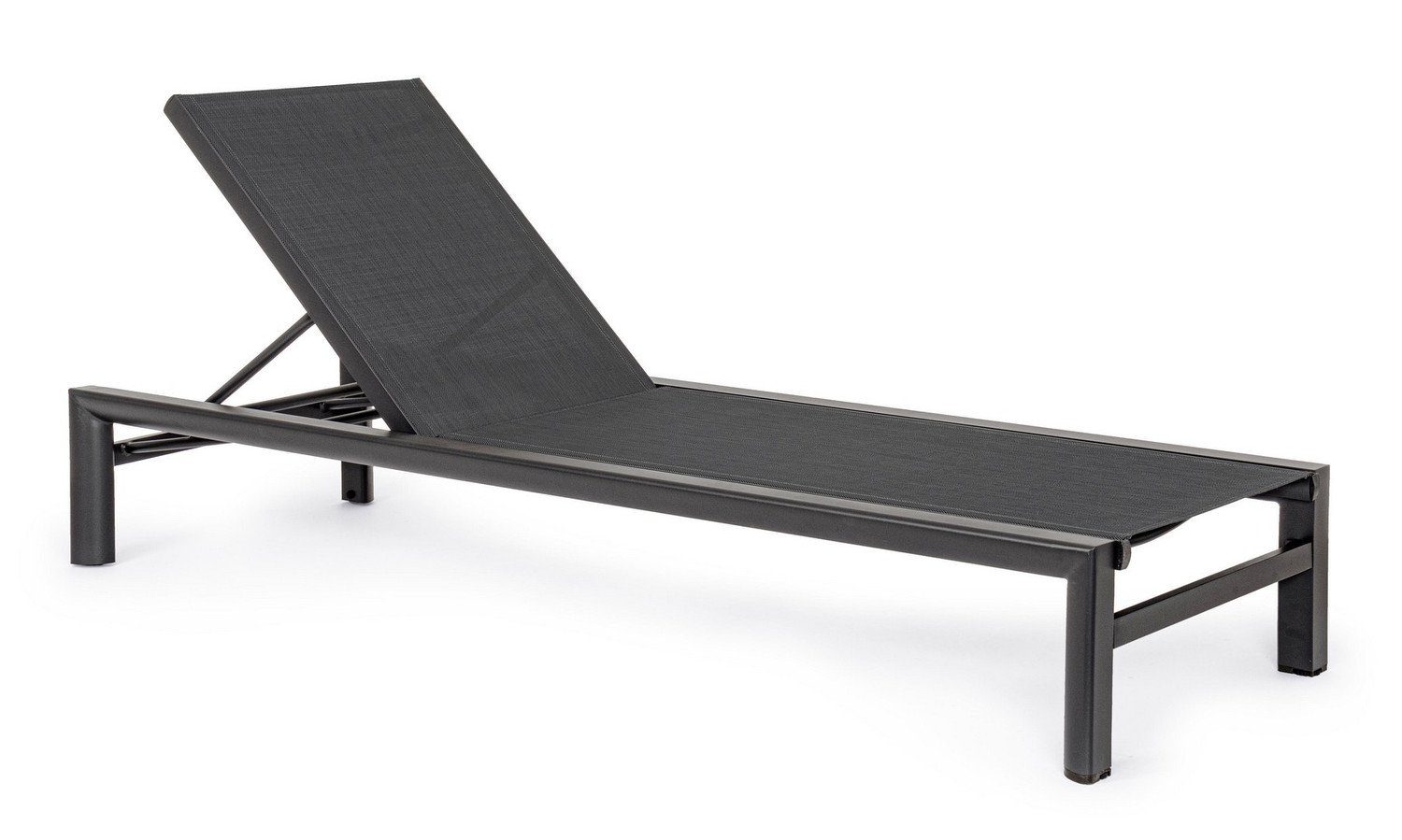 Natur24 Gartenstuhl Rollenliege Skipper 74x200x98 Textil Anthrazit Rückenlehne verstellbar