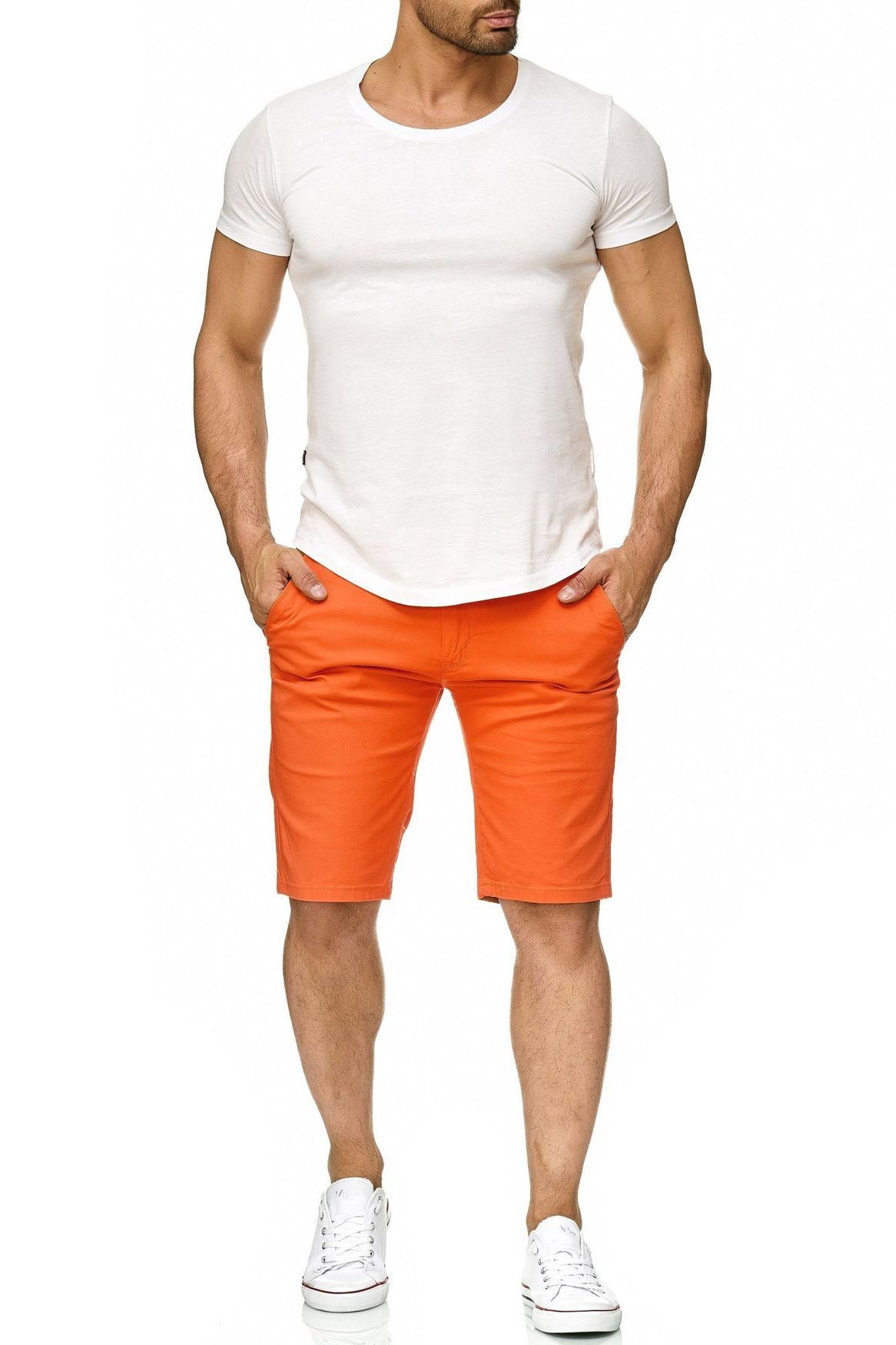 & Chinoshorts Kurze Hose Bermuda Fredy Sommer Roy Capri in Shorts 2300 Orange Egomaxx Chino (1-tlg)