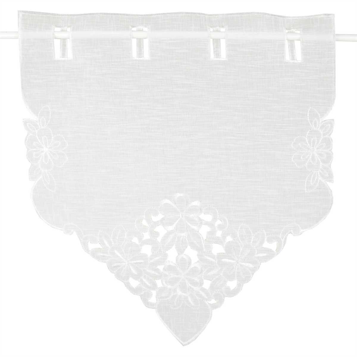 40cm Weiß Vorhang, Stangendurchzug 35cm Stickerei Mini mit Bistrogardine x transparent, Applikationen vers. (1 - (BxL), mit Arsvita, St),