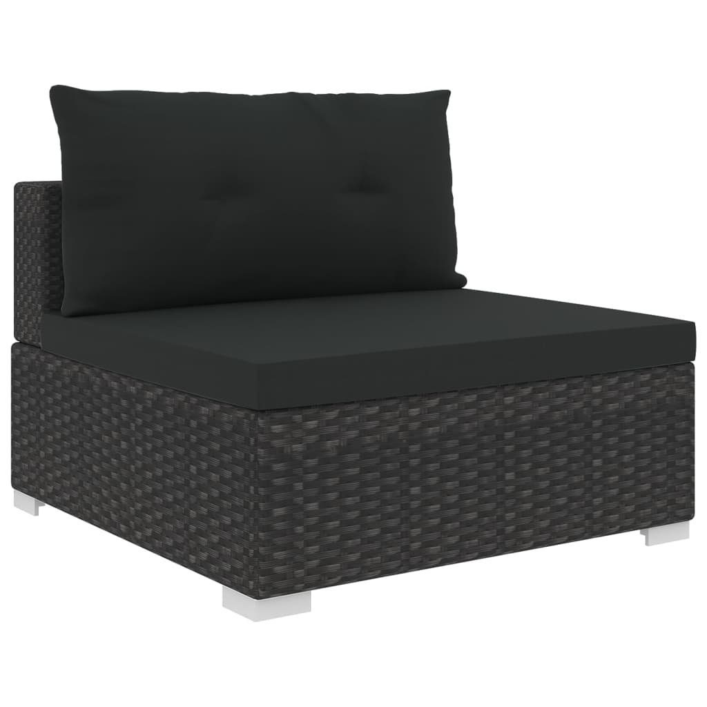 Schwarz, Auflagen Poly (10-tlg) 10-tlg. Garten-Lounge-Set vidaXL Gartenlounge-Set Rattan mit