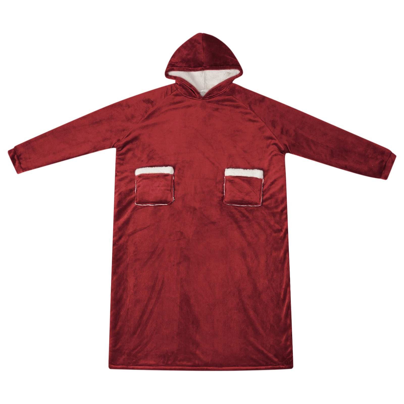 vidaXL Damenbademantel XL Decken-Hoodie Bordeauxrot xl Fleece und Flanell, 100% Baumwolle