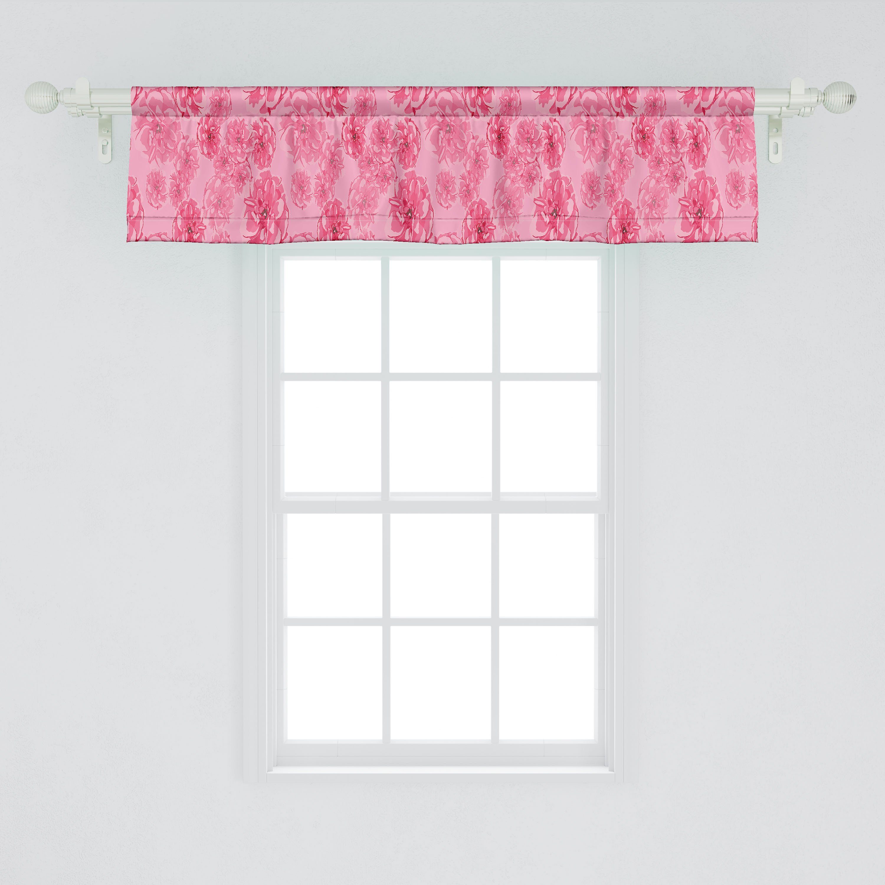 Dekor Scheibengardine Aquarell mit Vorhang Microfaser, Rose in Schlafzimmer für Abakuhaus, Muster Küche Volant Stangentasche, Blumen