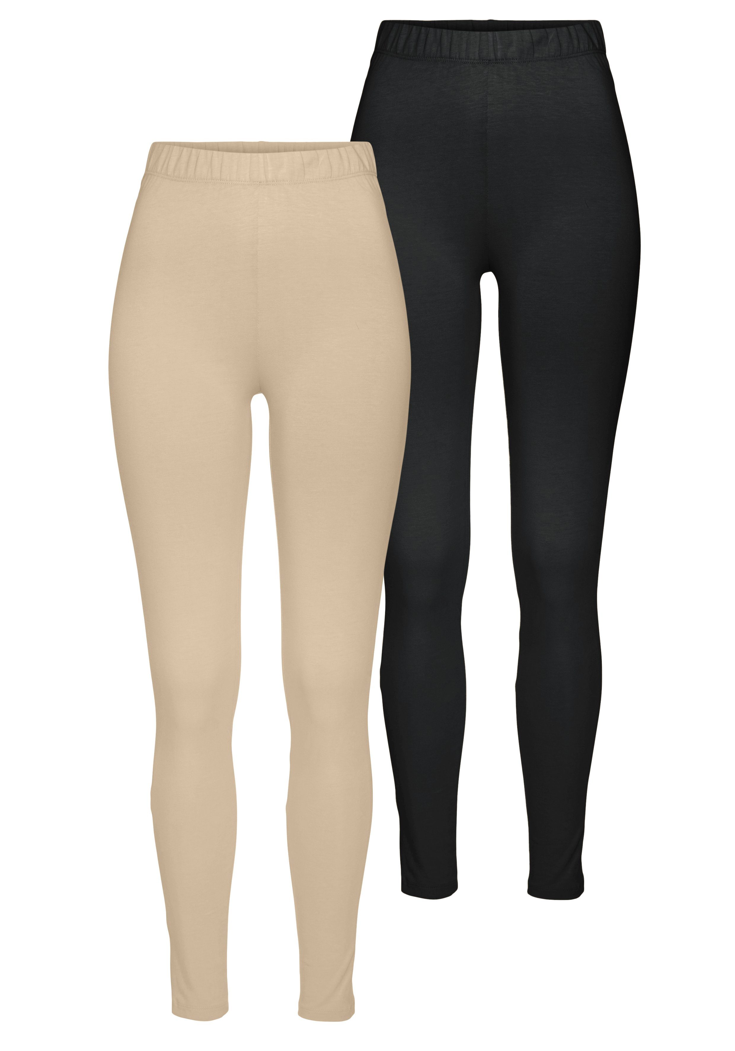 Leggings (Packung, Boysen's schwarz + beige mit 2er-Pack) FARBE Baumwolle NEUE