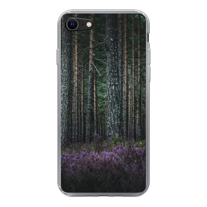MuchoWow Handyhülle Lavendel im Wald Handyhülle Apple iPhone SE (2020) Smartphone-Bumper Print Handy